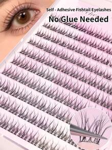 Lvcheryl 80/100/120簇假睫毛，自粘型，全新升级，更柔软，无需胶水 - C - 查看 7