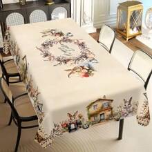 1/20 Peças Toalha de Mesa de Páscoa, Design de Impressão de Ovos de Páscoa e Coelho, Toalha de Mesa Bege, Ideal para Cozinha, Sala de Jantar, Decoração de Piquenique, Fácil de Cuidar e Durável, Item Doméstico Versátil para Várias Ocasiões - Multicolorido - Visão 14