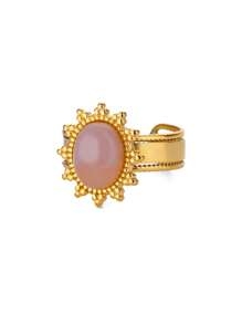 1PC Vintage Green Oval Opal Rings For Women Stainless Steel Gold Color Open Adjustable Wedding Ring Aesthetic Waterproof Jewelry BFF