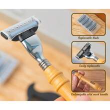 1 Stück individuell gravierter Herren Rasier-Set mit Holzgriff Rasierer, Rasierpinsel & Ständer, perfektes Geschenk für Väter, Trauzeugen, Vatertags-Geschenk