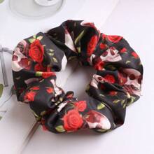 1pc/14pcs Flower Print Party Nylon Scrunchies, High-End Sweet Oversized Hair Ties For Women, Ponytail Holder, Hair Accessories - Multicolor - View 7