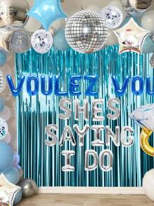 5pcs Disco Ballroom Balloon Of Different Sizes, 10/18/22 Inch Disco Foil Balloon With A Metallic Silver Tassel Background, Suitable For Party Graduation And Birthday Supplies