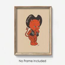 Stampa artistica del demone Kewpie, stampa occidentale del demone, arte del demone cowboy, arte murale vintage | regalo, per decorazione domestica, opera d'arte su tela, decorazione murale, decorazione per pareti di soggiorno | cucina | camera da letto estetica, senza cornice