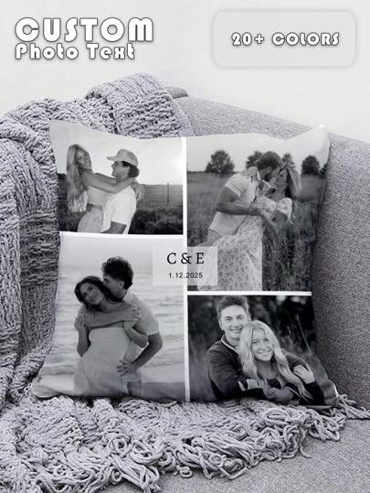 1pc Customized Personalized Photo Printed Pillow Case, Custom Face Pillow, Single Sided Print Pillow Cover For Mother's/Father's/Thanksgiving/Teachers' Day, Create Your Own Picture Pillow Case, Great Gift For Family, Friends And Yourself, Breathable, Lightweight