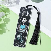 Creative Elegant And Charming Skull Reading Artistic Style Stainless Steel Bookmarks, Readers Reading Mark Bookmarks, Perfect Artistic Style Bookmarks Gifts For Reading Enthusiasts Friends And Office Workers