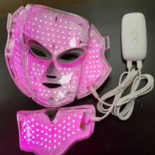 1 Set Zuhause-Nutzung am besten verkaufte Gesichts- und Hals-Schönheitsmaske, LED 7-Farben USB-aufladbarer 1200mAh Akku, Gesichts- und Hals-abnehmbare einstellbare Maske zur Aufhellung und Faltenreduktion - Weiss - Übersicht 8