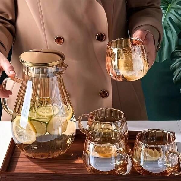 High Temperature Resistant Glass Household Cooling Water Kettle, Large Capacity Cooling Ordinary Water Cup Set, Cooling Water Cup Teapot, Single Pot, Thick Explosion-Proof Large Capacity Glass, Highly Attractive Heat-Resistant Cooling Water Kettle