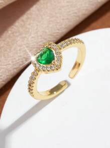 1 件女士镂空心形镂空复古简约优雅珠宝戒指