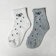 Polka Dot Lace Bow Spring New Japanese Popular Mid-Calf Women's Socks