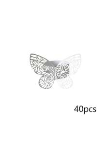 20pcs 3D Butterfly Paper Napkin Rings, Party Wedding Table Decoration, Suitable For Party, Holiday, Valentine's Day, Christmas