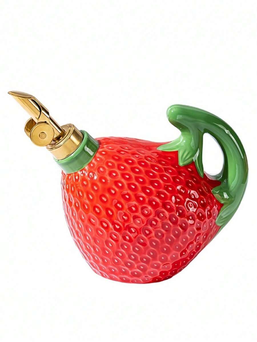 1 件可爱陶瓷草莓形油壶调味罐