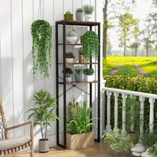 Costway 4-Tier Over Toilet Storage Rack Freestanding Bathroom Organizer Rustic Brown - Brown - View 8