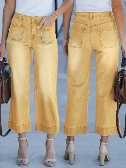 New Women's Cropped Washed Jeans, Fashionable And Sexy Trousers