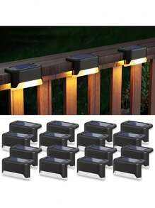 600mAh Solar Powered Outdoor Garden Lights, IP44 Water-Resistant, Home Garden Decor Stair Pathway Wall Fence Decorative Lights, Wedding Party Holiday Atmosphere Lights