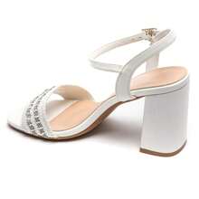 Summer Fashion Versatile Rhinestone Decor High Heel Sandals - White - View 3