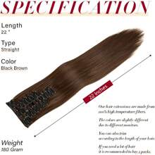 12 件/套 长直发接发 高温 22 英寸 合成假发夹 女士合成接发 #2/30 - 摩卡棕 - 查看 6