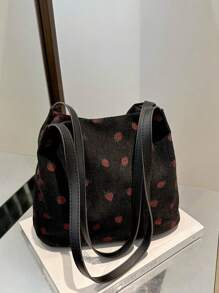 1 Pc Fashion Maiden Strawberry Print Shoulder Bag Sweet Big Children Handbag Coin Purse Versatile Lightweight Portable Buckle Closure For Daily Storage Bag For Travel Vacation Shopping Kids Outdoor Supermarket Birthday Festival Children's Gifts Give A Gift To Your Daughter Corduroy Cute Strawberry Pattern Casual Bag Perfect Key Storage Bag For Children Student Girl Bestfriend Travel Accessories - Strawberry Shoulder Bag - View 9