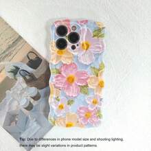 FlowerFloral Pattern Phone Case, Decorative Phone Protector Cover, Phone Accessories Compatible With IPhone 11 12 13 14 15 Pro Max - Purple - View 5