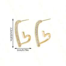 1 对心形耳环，时尚设计，优雅简约风格