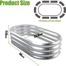 Galvanized Raised Garden Bed, 4x2x1ft Oval Metal Planter Box For Planting Outdoor Plants Vegetables - 灰色 - 查看 9