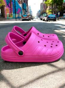 Basic Clog Style Clog Sandals. Women's Strap Sandals - Hot Pink - View 3