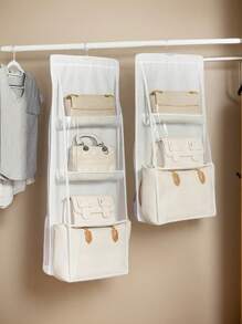 1pc Hanging Purse Organizer For Closet, 4-Shelf Clear Handbag Storage, Space Saving Closet Handbag Organizer