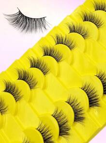 Asiteo 10 Pairs Lightweight & Fluffy Criss-Cross Natural Look 3D Faux Mink False Eyelashes, Reusable, Suitable For Beginners Daily Makeup - Cat Eye Lashes - View 2
