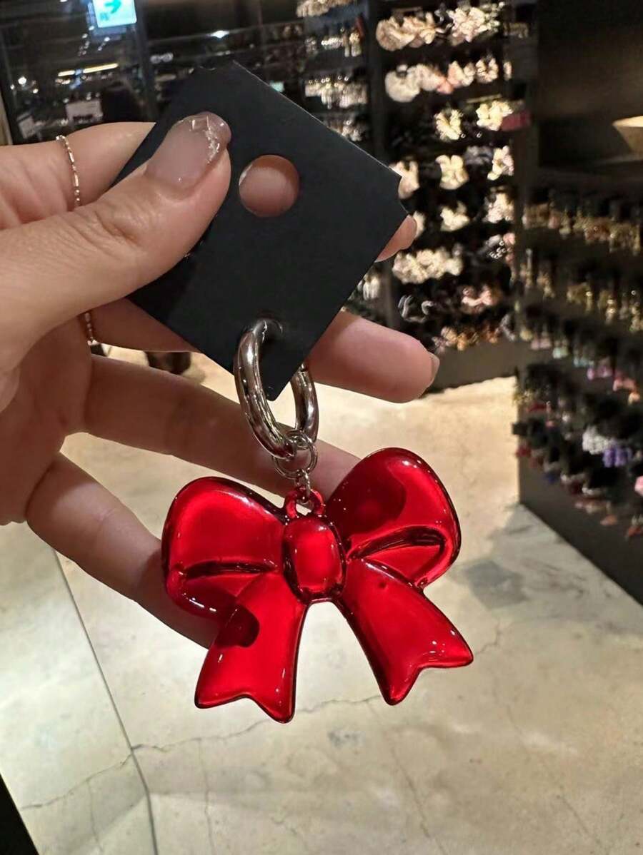 Unisex Heart & Bowknot Keychain Korean Style Fashion Bag Pendant Burgundy Christmas Gifts Gift Thanksgiving Y2K Vintage For Bag, Sparkling Resin & Metal Accessory For Purses And Bags For Women, Women Girls Handbags Hanging Ornament Decorations Bags Car Key Holder Key Rings Jewelry Gifts Perfect Christmas Valentine's Day Birthday Gifts For Family, Friends And BFFs!