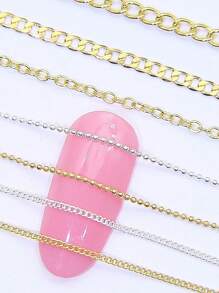 1PC/50CM Nail Art Metal Beads Chain Silver Golden Color Nail Decoration