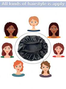 Silk Bonnet For Sleeping, Satin Hair Bonnets, Soft Elastic Band Silk Sleep Cap, Silk Hair Wrap For Curly Hair (Black Gold), Bow Decor Hair Drying Towel, Nordic Hair Drying Cap For Bathroom Absorbent Hair Towel Home Bathroom Decor Fall Decor Back To School Hair Bonnet Shower Towels For Beauty Salon, Hotel Sports, Home Essentials, Towel, Skin Care - Multicolor - View 4