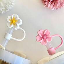 4pcs/8pcs Floral Decorative, Dust-Proof Drinking Straws Covers, Silicone Caps For Water Bottles, Reusable Straw Covers For Gifts, Parties, Home & Party Decor, Back To School Supplies