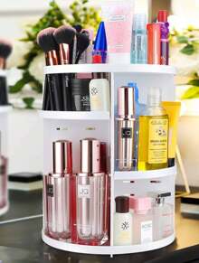 Soporte giratorio de carrusel de maquillaje ajustable para bricolaje, Organizador de maquillaje, caja de almacenamiento giratoria para cosméticos de 360 grados, gran capacidad, se adapta a tóner, cremas, brochas de maquillaje, lápices labiales y más - Multicolor - Ver 4