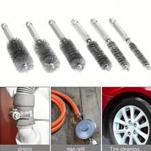 6pcs Stainless Steel Brush Set, Multi-Size Wire Brushes For Deburring, Rust Removal, Hole Cleaning, Polishing And Grinding, Metal Tool Accessories Suitable For Power Tools, No Battery Required