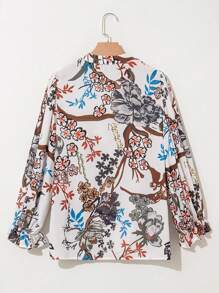 Blouse femme blanche à manches chauve-souris avec imprimé nature