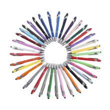 10pcs/Set 2-In-1 Retractable Ballpoint Pen And Stylus Pen Combo - Touch Screen Metal Stylus Pen With 1.0mm Black Ink (Mixed Colors)