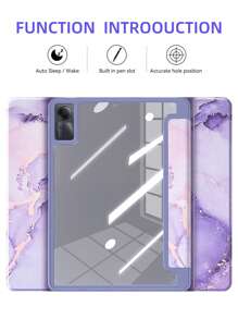 Carcasa transparente de acrílico con patrón de mármol y ranura para bolígrafo, compatible con Redmi Se 11, Redmi 10.61 y 6/6Pro. Placa plana que protege contra arañazos y un protector de color.