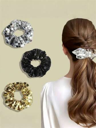 3 件装金属优雅派对发带和发带，时尚发饰，适合马尾辫和发髻发型