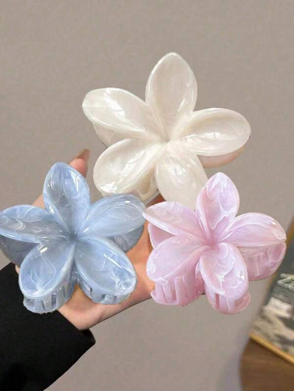 3/2/1pc Large Acrylic Ombre Flower Hair Claw Clips, Simple & Elegant Design, Suitable For Updo, Casual Or Travel Wear,Flower Claw