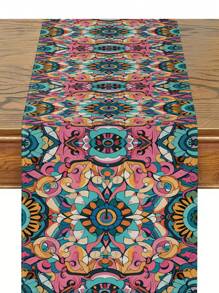 1pc Geometric Pattern Table Runner, Home Kitchen Dining Room Decor, Indoor/Outdoor Party Supplies, Suitable For Restaurant And Home