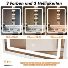 OYAJIA White Dressing Table Makeup Desk Vanity Set With Drawers LED Sliding Mirror, White Vanity Table With Drawers & Cushioned Stool For Bedroom Modern - White - View 5
