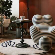 Vintage Metal Side Table - Lightweight Round Matte End Table For Living Room Corners & Small Spaces - White - View 8