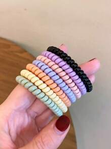 7 pezzi/confezione Elastici per capelli a spirale color caramella, scrunchies per capelli per ragazze, accessori per capelli all'ingrosso, fasce in gomma fermatrecce