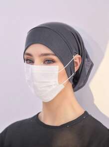 Damen Kopftuch Cap als Unterkopftuch, einfarbige Feste Unterkappe mit Ohröffnung, Kopftuch Accessoires Bandanas Cap als Unterkappe für Kopftücher, Alltägliche Unterkappe