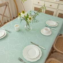 1pc Jacquard Lotus Flower Pattern Tablecloth, Rectangular Home Dining Table Cloth, Coffee Table Decor