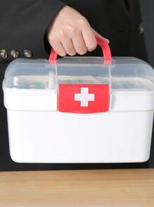 1pc Large Capacity Multilayer Portable Medical Box, Home Emergency First Aid Kit Case Storage Box