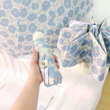 1pc 6-Rib Compact Folding Umbrella, UV Protection Sun Umbrella, Lightweight & Windproof, Suitable For Spring, Summer, Autumn, Winter, Convenient Outdoor Sunshade, Elegant Floral Design, Unisex,Spring Summer Picks,Brides Maid Gifts,Room,Bedroom Decor,Beach,Travel,For Men,For Women,Vacationcute Stuff - Blue Flower 50% Off - View 2