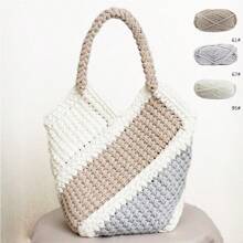 300G/90M 100% 涤纶 T 恤纱,弹性面料钩针 T 恤纱,厚手工编织纱,用于钩编包/篮子/地毯、家居装饰、手工钩编 DIY 工艺品(成品包需要自己钩编) - 彩色 - 查看 15