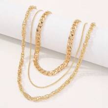 1 Set Punk Hip-Hop Style Multi-Layer Chunky Metal Chain Choker Necklace For Women - Silver - View 2