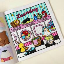 1 PIEZA Libro para colorear Cozy Friends: 46 PÁGINAS para adultos y adolescentes con lindos personajes de animales y diseños sencillos y fáciles para relajación (Espacios Acogedores para Colorear), divertida actividad de manualidades para colorear, artesanía - amigo acogedor - Ver 8
