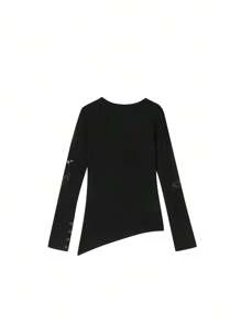 Autumn Niche Design Collared Off Shoulder Slim Fit Sweater, Random Cut